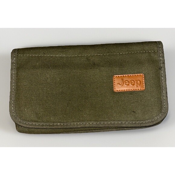 Jeep Owners Manual Case Holder Pouch OEM Forest Military Green Tan Logo - Picture 1 of 6